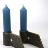 Hout + leren kandelaar
