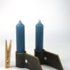 Hout + leren kandelaar