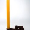 Hout + leren kandelaar