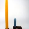 Hout + leren kandelaar