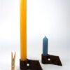 Hout + leren kandelaar