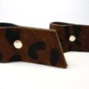 Hout + leren kandelaar
