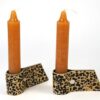 Leren kandelaars - luipaardprint
