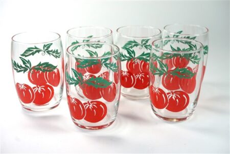 6 vintage tomaten-glaasjes