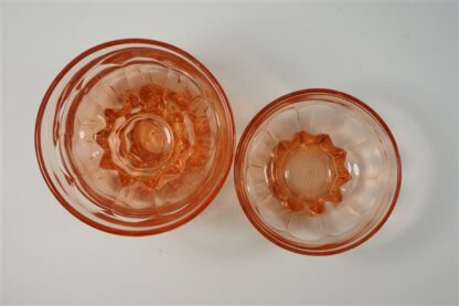 4 vintage glazen schaaltjes roze / zalm