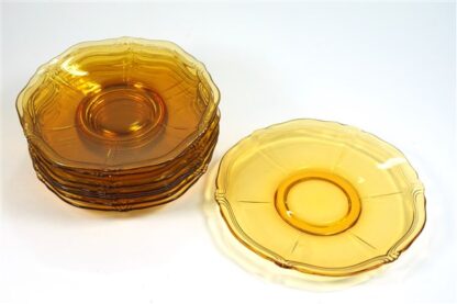 Vintage glazen gebaksset amber