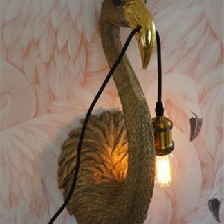 Wandlamp gouden flamingo / dierenlamp