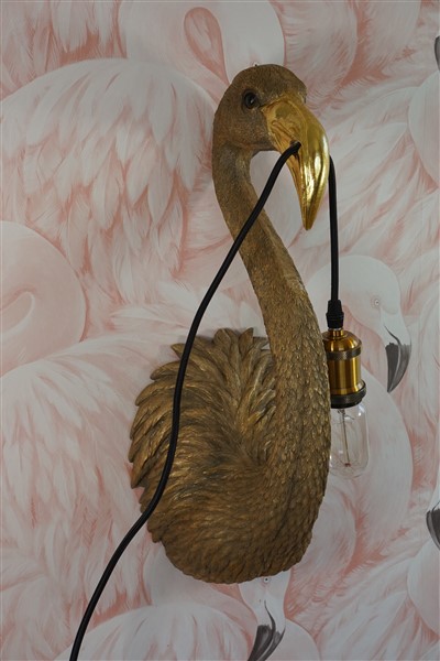 Wandlamp gouden flamingo / dierenlamp