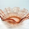 Roze / zalm glazen schaal ruitjes