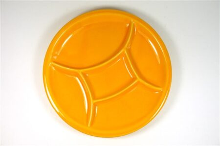 Vintage geel fondue / vakjes bord / schaal