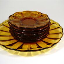 Vintage gebaksset glas amber