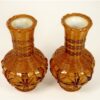 2 vintage vaasjes rotan