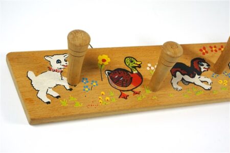Vintage houten kapstokje dieren - SIO