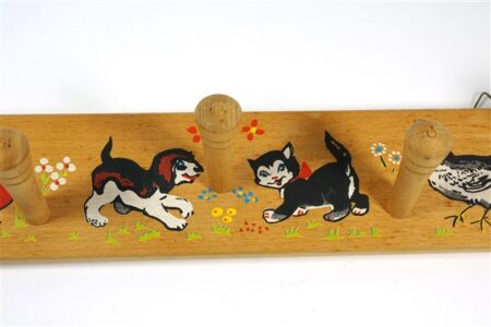 Vintage houten kapstokje dieren - SIO