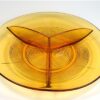 Vintage vakjesschaal glas amber