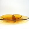 Vintage vakjesschaal glas amber