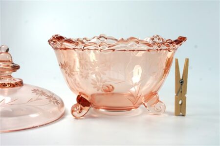 Vintage roze schaal glas