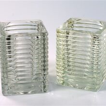2 waxinelichthouders glas