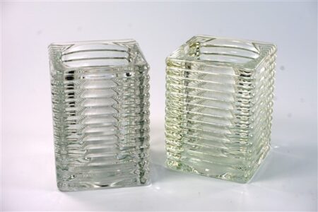 2 waxinelichthouders glas