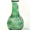 Fles / vaas groen bewerkt glas