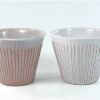 2 vintage potten ribbel