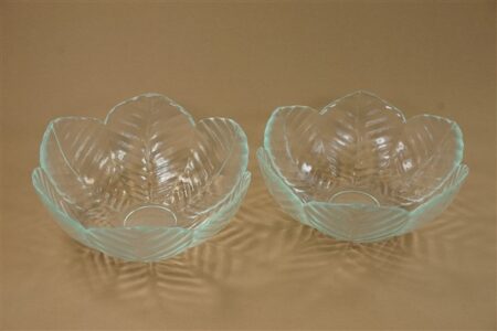 2x schaal glas bloemvorm
