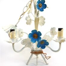 Brocante hanglamp metaal bloemen