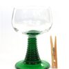 Vintage wijnglas / moezelglas groene voet