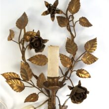 Wandlamp brocante bloemen goud metaal