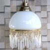 Vintage hanglamp wit / kralen