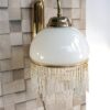 Vintage hanglamp wit / kralen