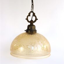 Vintage hanglamp messing / glas