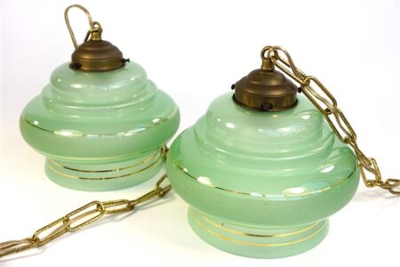 Vintage groen glazen hanglampen