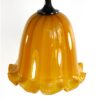 Vintage glazen hanglamp - oker geschulpt
