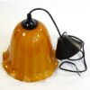 Vintage glazen hanglamp - oker geschulpt