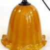 Vintage glazen hanglamp - oker geschulpt