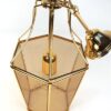 Vintage hanglamp messing rookglas