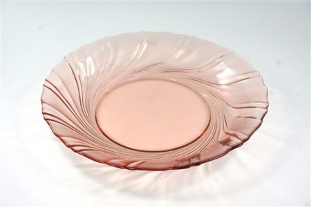 Vintage glazen schaal rosaline swirl Vereco