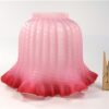 Vintage glazen lampenkap roze mat ribbel