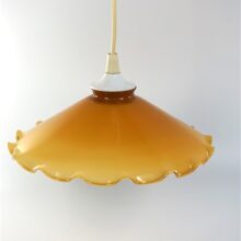 Vintage lampenkap Opaline geschulpt - oker - amber