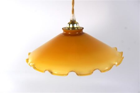 Vintage lampenkap Opaline geschulpt - oker - amber