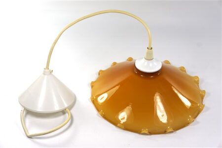 Vintage lampenkap Opaline geschulpt - oker - amber