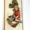 Vintage wanddeco 3D meisje + poezen