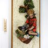 Vintage wanddeco 3D meisje + poezen