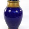 Blauwe vaas - goudkleurige rand
