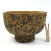 Vintage berkenbast bloempot op voet