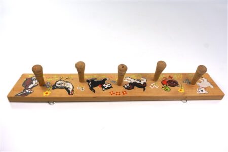 Vintage houten kinderkapstok dieren