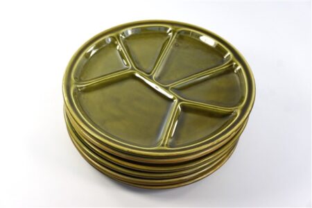 Vintage fondue vakjes borden groen