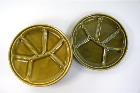 Vintage fondue vakjes borden groen