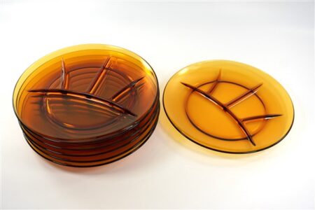 Vintage glazen vakjesborden amber